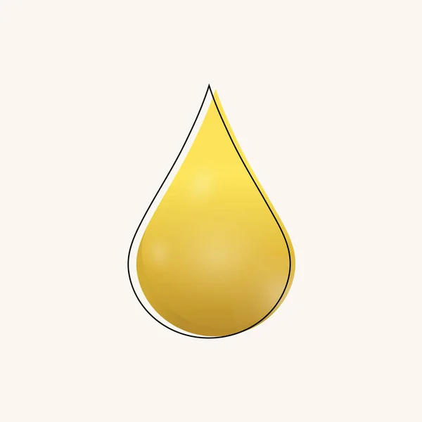 Gota de aceite dorado aislada sobre fondo blanco. Concepto de gota de aceite de oro de oliva o combustible. Signo amarillo líquido y negro. Vector. — Archivo Imágenes Vectoriales