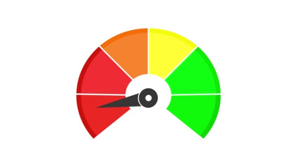 Animation Tacho, Drehzahlmesser, Kontrollsymbole mit Pfeil. Leistungsmessung. Rating Meter. 4K Video Motion Grafik — Stockvideo