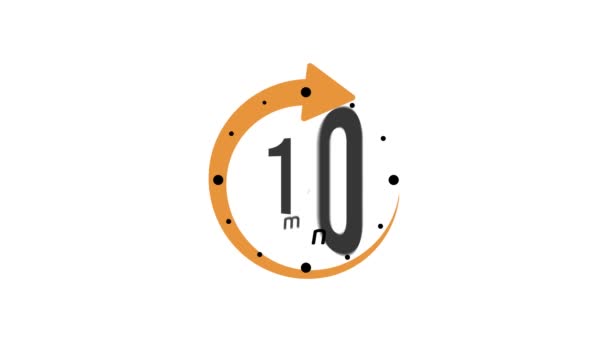 10 minuten timer symbool kleur stijl geïsoleerd op witte achtergrond. 10 min tijdcirkel pictogram. Animatie timer icoon met tien min. Klok, stopwatch, kooktijd label. Motie — Stockvideo