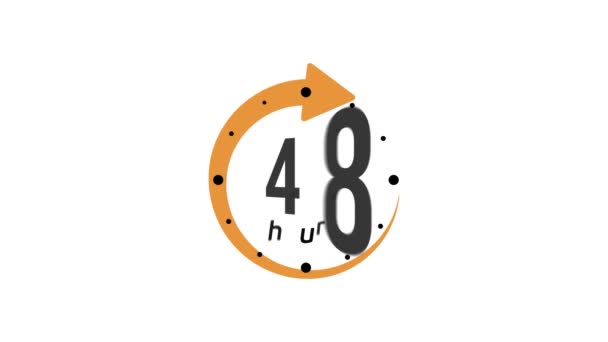 Relógio 48 horas ícone isolado no fundo branco. 48 horas de símbolo de serviço. Serviço de entrega, negócio on-line restante tempo símbolos do site. Gráfico de movimento de vídeo 4K — Vídeo de Stock