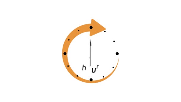 Relógio ícone de 1 hora isolado no fundo branco. 1 hora de símbolo de serviço. Serviço de entrega, negócio on-line restante tempo símbolos do site. Gráfico de movimento de vídeo 4K — Vídeo de Stock