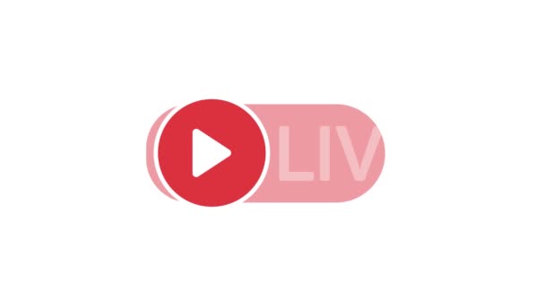 Animation Live-Streaming und Play-Symbol. Rote Symbole und Schaltflächen für Live-Streaming, Übertragung, Online-Stream. Unteres Drittel Vorlage für Fernsehen, Shows, Filme und Live-Auftritte. 4K-Videobewegung — Stockvideo