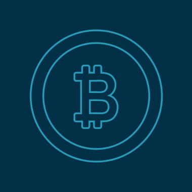 Mavi Bitcoin simgesi ödeme sembolü. Kripto para birimi logosu. Vektör