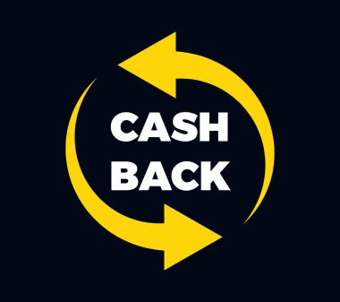 Oklu nakit sırtlı sembol. İzole nakit iade tabelası. Para iadesi Pictogram. Amblem değişimi. Para iade garantisi. Vektör