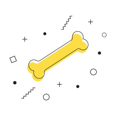 Beyaz arka planda geometrik şekilleri olan köpek kemiği simgesi. İş konsepti hayvan kemik piktogramı. Vektör