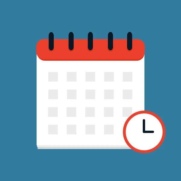 Vektor-Kalender und Uhr-Symbol. Zeitplan, Termin, wichtiges Terminkonzept. Modernes flaches Design — Stockvektor