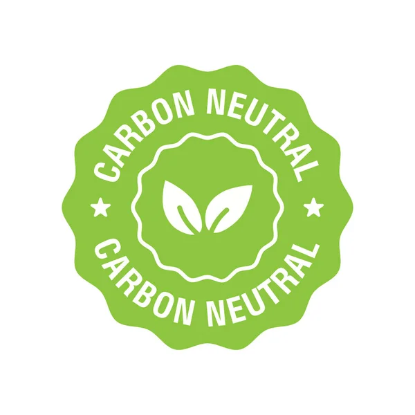 탄소 중립 상징 녹색 우표. 일산 화 탄소 생태학적 배경 레이블의 개념이다. Vector — 스톡 벡터