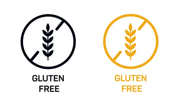 Gluten free label vector icons set. No wheat symbols templates design for gluten free food package or dietetic product nutrition sign. Vector — Stock Vector
