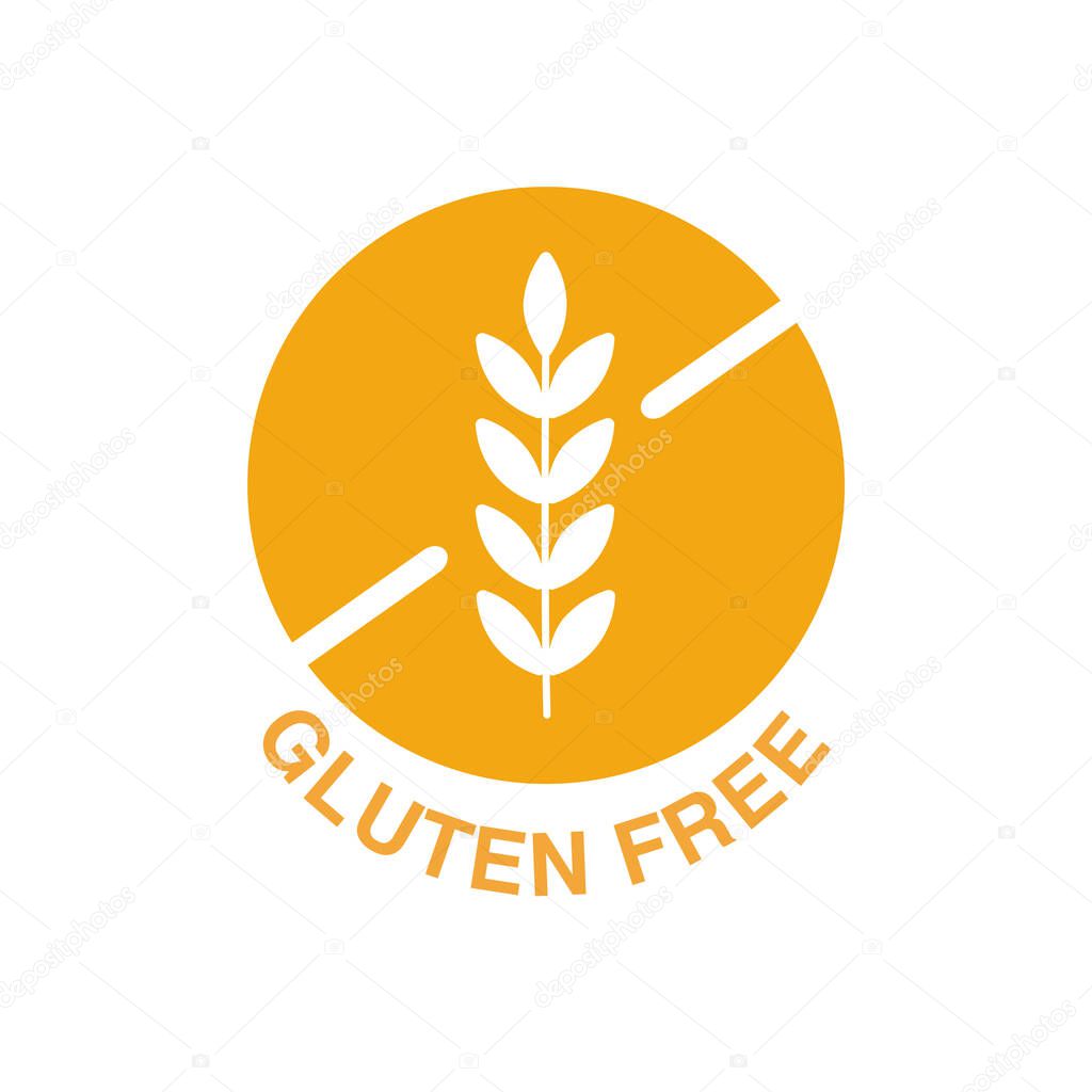 Gluten free food allergy product dietary label flat vector icon for apps and websites. Vector