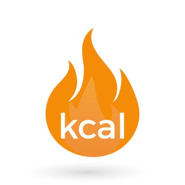 Kcal ikonu. Kilokalori gıda ürünleri için sembolik amblem tanımlamayı kapsar. Yağlı görsel. Kaloriler iş konseptini etkiler. Vektör