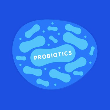 Probiyotik bakteri logosu tasarımı. Sağlıklı besin bileşeni vektör tasarımı. Biyolojik logoti. Vektör