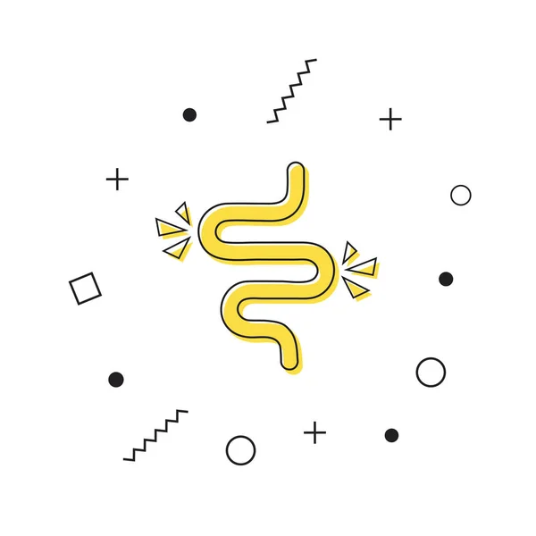 Colitis vector icono. Ícono de estreñimiento del intestino amarillo con formas geométricas sobre fondo blanco. Efecto de salpicadura del concepto de negocio del estómago. Vector — Archivo Imágenes Vectoriales