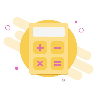 Çizgi film hesap makinesi simgesi çizimi. Resim resimlerini hesapla. Finans tabelası su sıçratma konsepti. Vektör