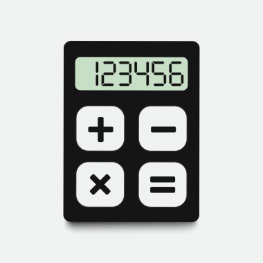 Hesap makinesi simgesi, finans, ticaret, ofis ve eğitim alanlarında günlük amaçlar için taşınabilir bir hesap aracı. Vektör