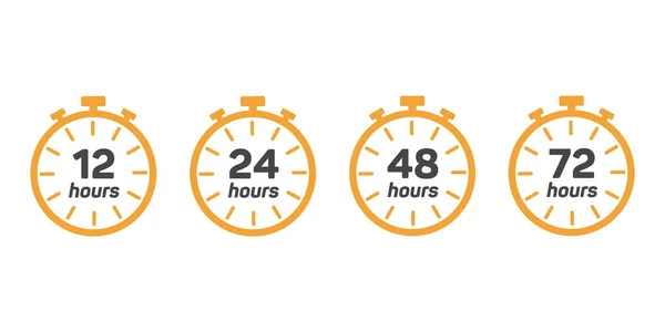 Różne naklejki czasowe. 12, 24, 36 i 72 godzin realizacji zamówienia lub ikon usług dostawy. Wektor — Wektor stockowy