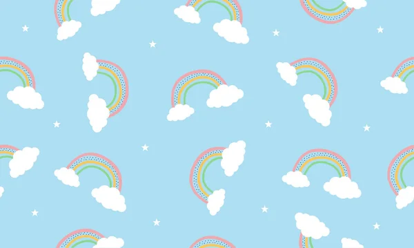Cute rainbow in pastel colors seamless pattern background. Vector — Stock Vector
