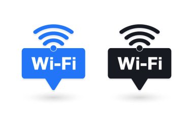 Kablosuz ve kablosuz ağ ikonu. Wi-fi sinyal sembolü. İnternet Bağlantısı. Uzak internet erişimi koleksiyonu. Vektör illüstrasyonu