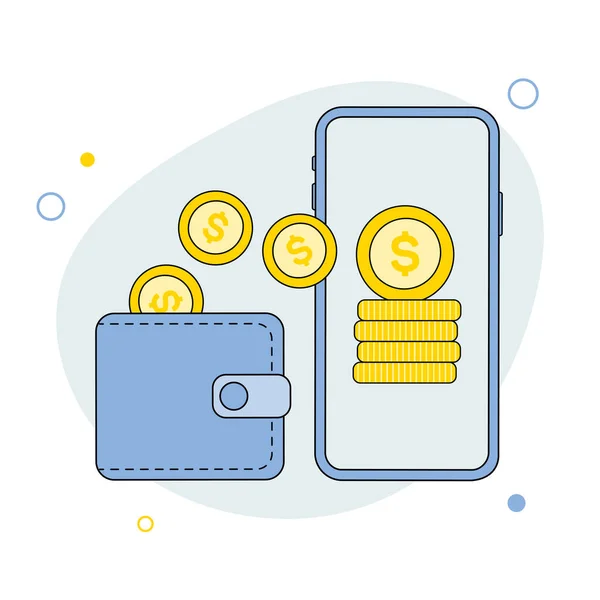 Money Transfer Online Payment Send Receive Money Wireless Phone Phone — Stock vektor