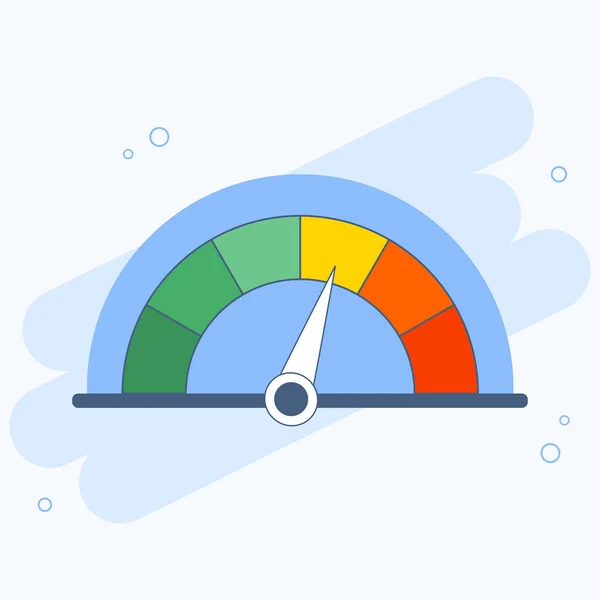 Flat Design Icon Speedometer Colourful Rounded Background Vector Illustration — Image vectorielle