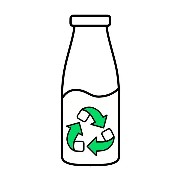 Riciclare Bottiglia Plastica Verde Linea Vettoriale Isolata Sfondo Bianco Illustrazione — Vettoriale Stock