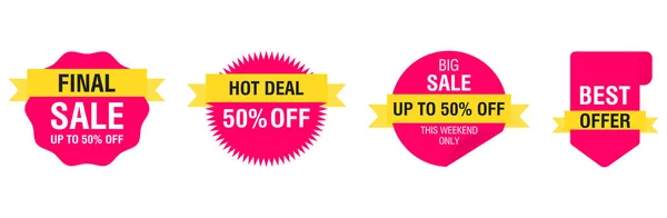 Set Sale Tags Labels Final Sale Hot Deal Best Offer — Stock Vector