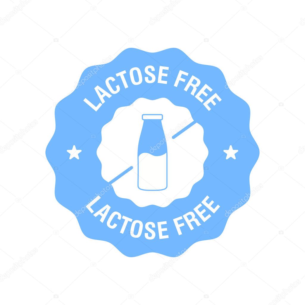 Lactose free logo icon. Vector contains no lactose label for healthy dairy food product package. Vector illustration