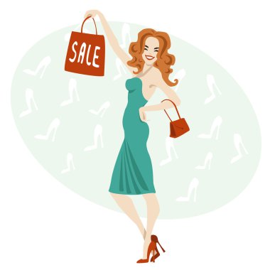 renkli arka plan ile içinde bir kadın