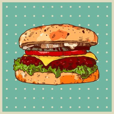 hamburger ile renkli arka plan