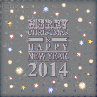 2014 neşeli Noel ve mutlu yeni yıl kartı