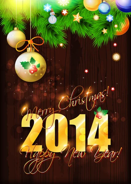 2014 gelukkig nieuwjaarskaart — Stockvector
