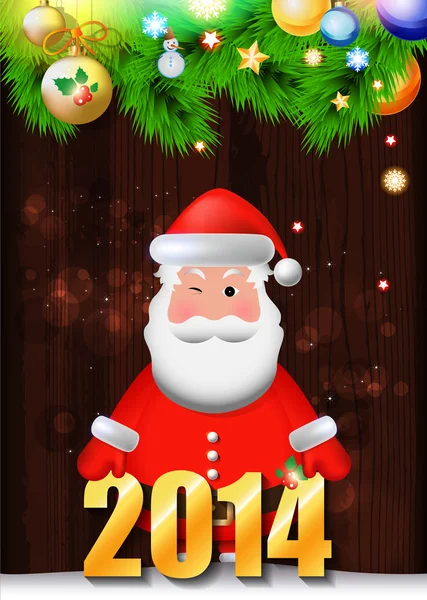 2014 Buon anno carta con Babbo Natale — Vettoriale Stock