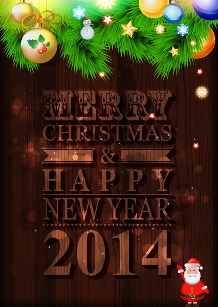 2014 cartão de Feliz Ano Novo com Papai Noel — Vetor de Stock