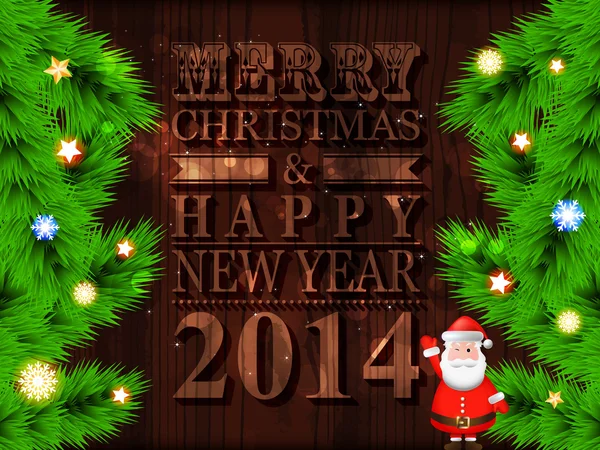 圣诞老人 2014年快乐新的一年卡 — 图库矢量图片