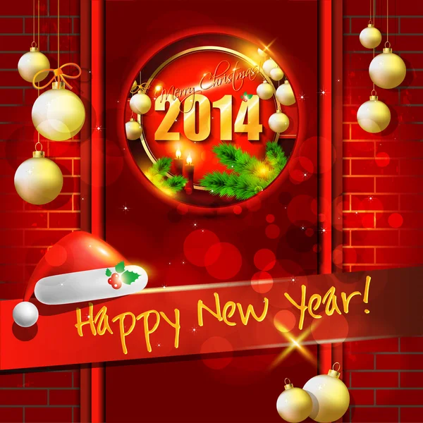 2014 快乐新的一年卡 — 图库矢量图片