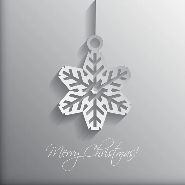Buon Natale White Paper Origami card con fiocco di neve — Vettoriale Stock