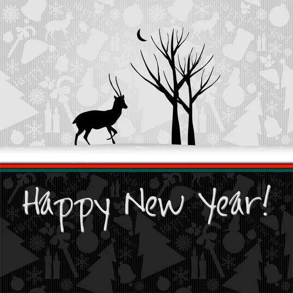 Happy New Year card with deer — Stock Vector