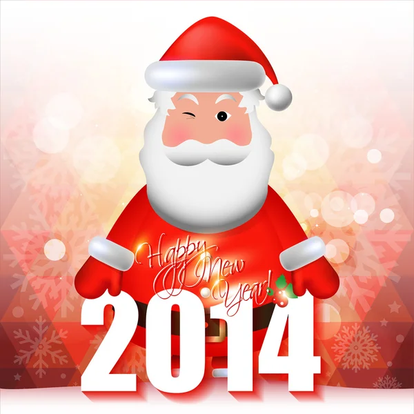 2014 Feliz Ano Novo cartão, Papai Noel — Vetor de Stock