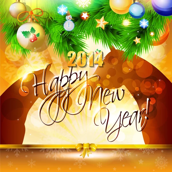 2014 Happy New Year card with horses — Stock Vector