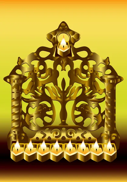 19th Century Balkan Peninsula Hanukkah Menorah. — Stock Vector