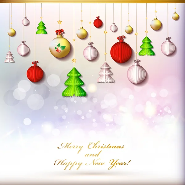 Bonne année et Joyeux Noël carte ou fond — Image vectorielle
