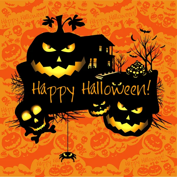 Halloween grunge vector kaart of achtergrond. vector kunst. — Stockvector