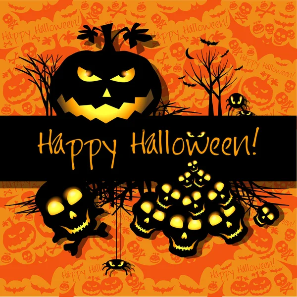 Halloween grunge vector kaart of achtergrond. vector kunst. — Stockvector