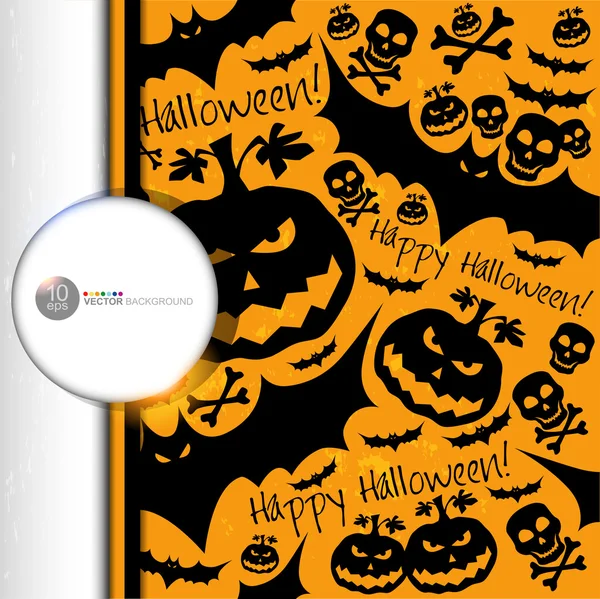 Patrón vectorial grunge Halloween con cráneo, calabaza y murciélago . — Archivo Imágenes Vectoriales