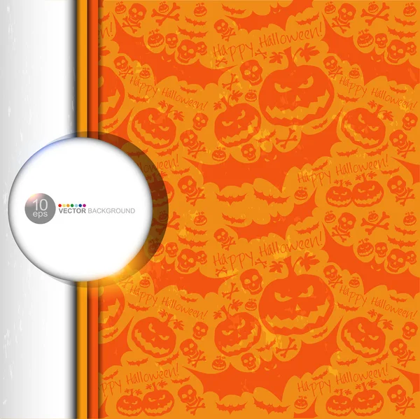 Patrón vectorial grunge Halloween con cráneo, calabaza y murciélago . — Vector de stock