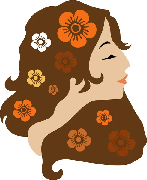Η γυναίκα με λουλούδια. — Διανυσματικό Αρχείο