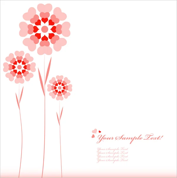 Vector hart bloemen achtergrond of kaart. — Stockvector