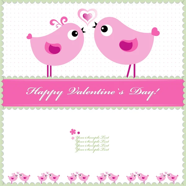 Hart Valentijnsdag achtergrond of kaart met vogels. — Stockvector