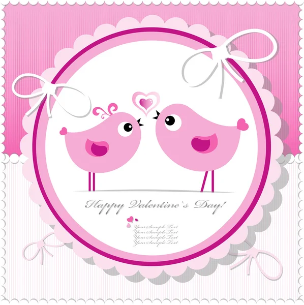 Heart Valentines Day background or card with birds. — Stock Vector