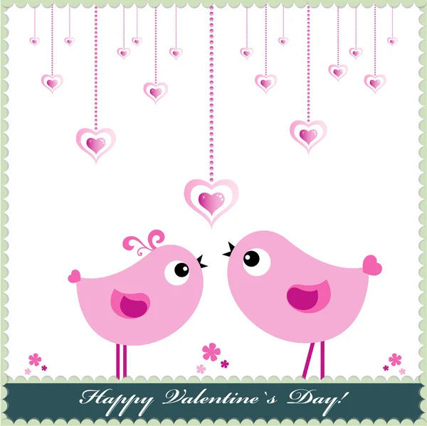 Heart Valentines Day background or card with birds. — Stock Vector