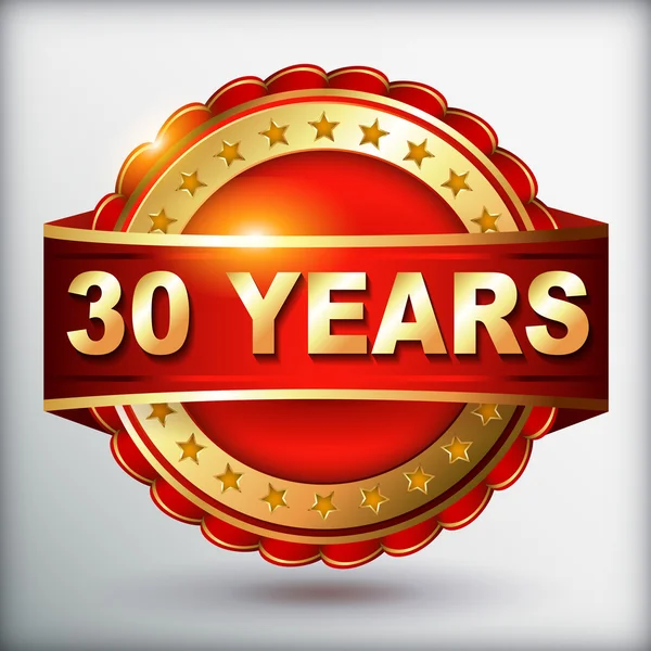 30 years anniversary golden label — Stock Vector